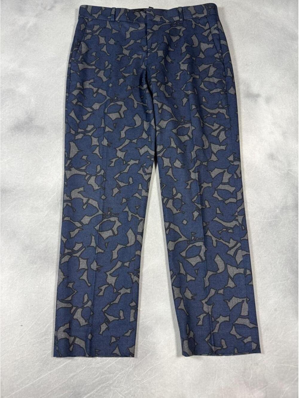 Banana Republic Avery Size 6 Navy Gray Floral Print Slim Ankle Pants